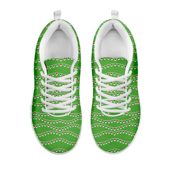 Merry Christmas Lights Pattern Print White Running Shoes, Gift For Men And Women