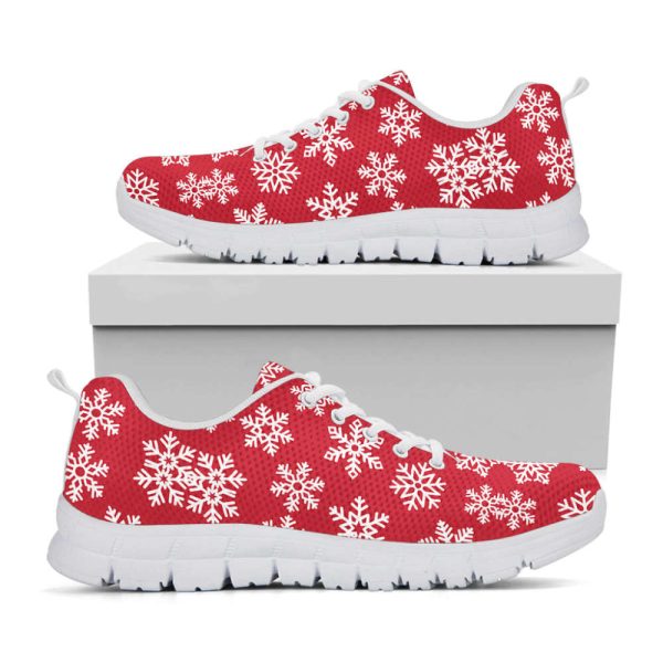 Merry Christmas Snowflakes Pattern Print White Running Shoes, Gift For Men And Women