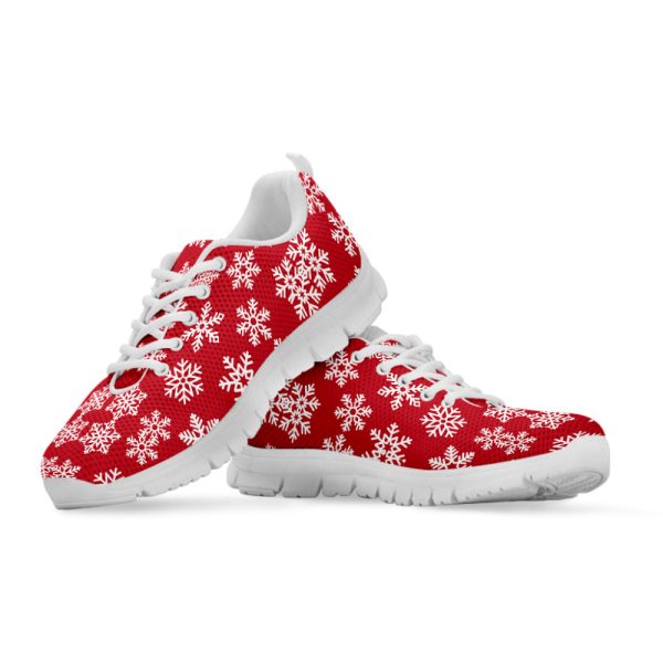 Merry Christmas Snowflakes Pattern Print White Running Shoes, Gift For Men And Women