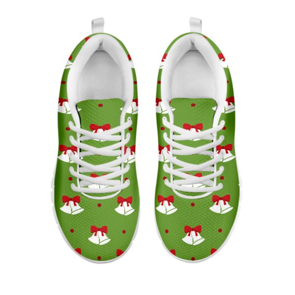 Merry Christmas Bells Pattern Print White Running Shoes, Gift For Men And Women