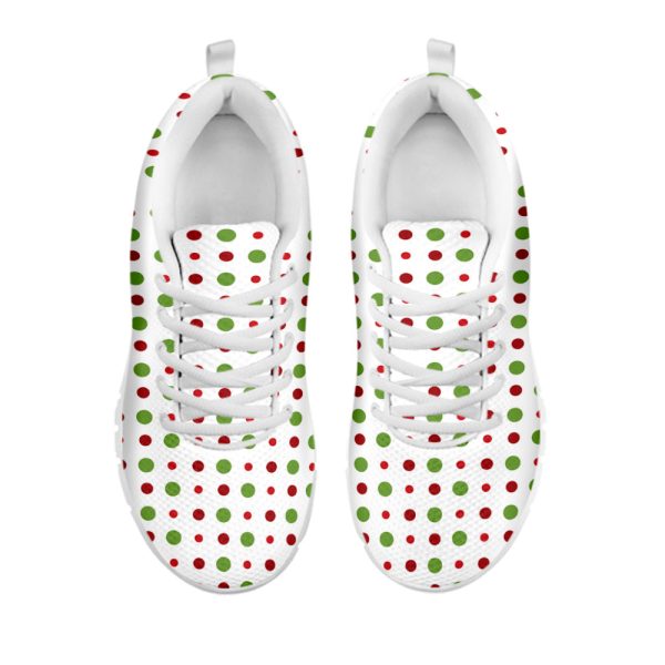 Merry Christmas Dots Pattern Print White Running Shoes, Gift For Men And Women
