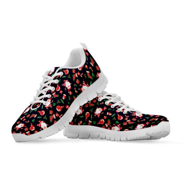 Cute Merry Christmas Pattern Print White Running Shoes, Gift For Men And Women