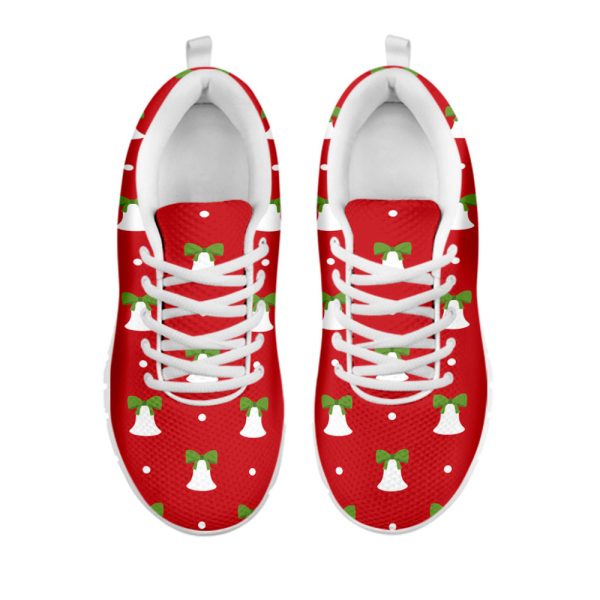 Cute Christmas Bell Pattern Print White Running Shoes, Gift For Men And Women