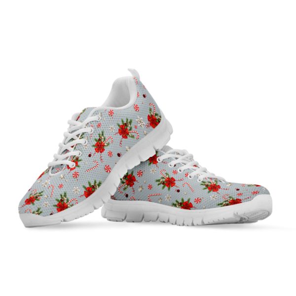 Christmas Winter Holiday Pattern Print White Running Shoes, Gift For Men And Women