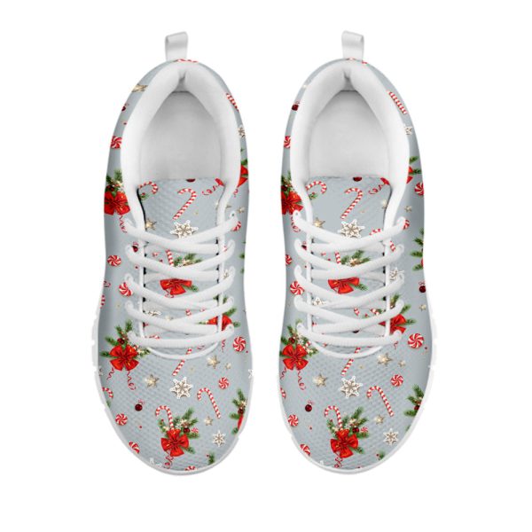 Christmas Winter Holiday Pattern Print White Running Shoes, Gift For Men And Women