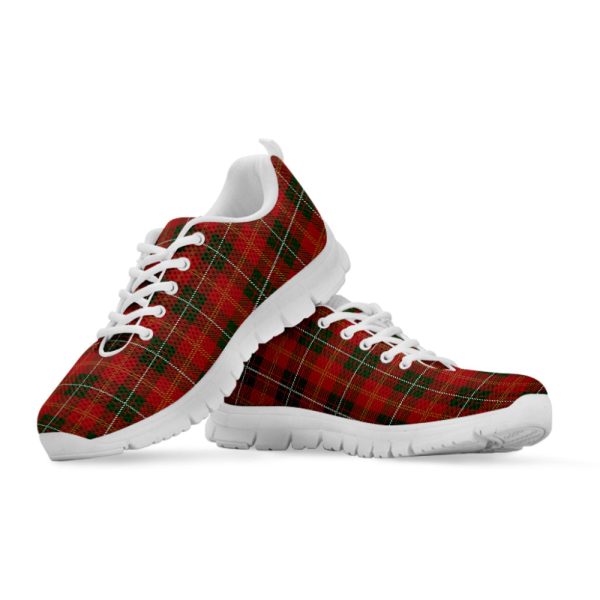 Christmas Scottish Tartan Pattern Print White Running Shoes, Gift For Men And Women