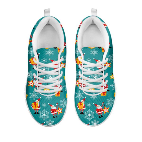 Christmas Santa Gift Pattern Print White Running Shoes, Gift For Men And Women