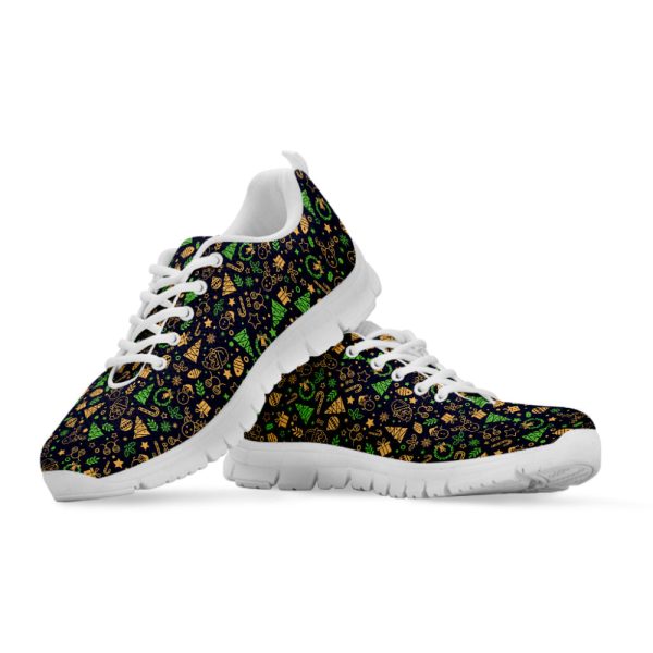 Christmas Party Elements Pattern Print White Running Shoes, Gift For Men And Women