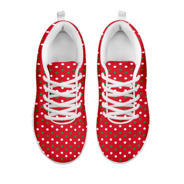 Christmas Polka Dot Pattern Print White Running Shoes, Gift For Men And Women