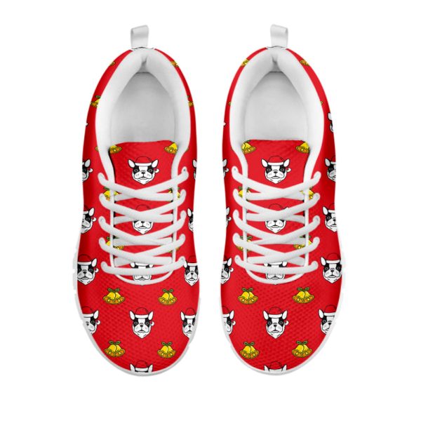 Christmas French Bulldog Santa Print White Running Shoes, Gift For Men And Women