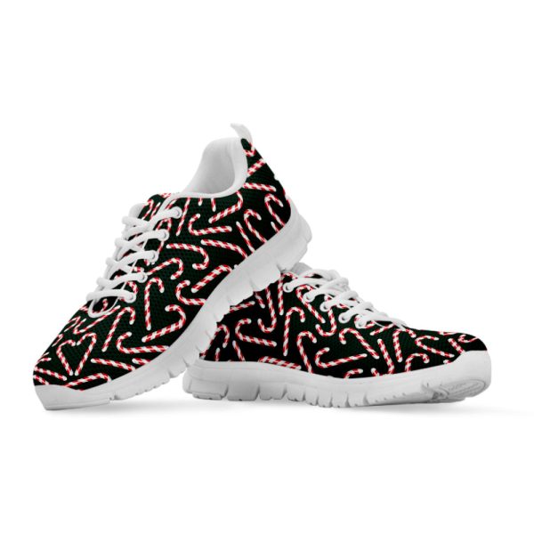 Christmas Candy Cane Pattern Print White Running Shoes, Gift For Men And Women