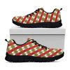 Merry Christmas Plaid Pattern Print Black Running Shoes, Gift For Men And Women