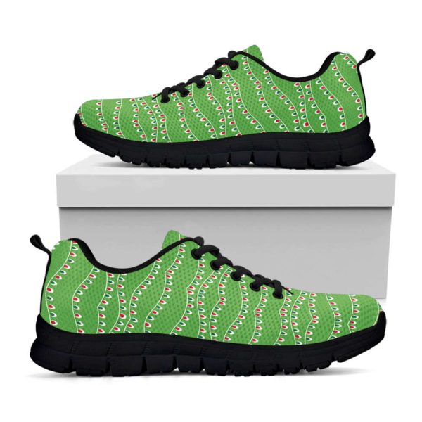 Merry Christmas Lights Pattern Print Black Running Shoes, Gift For Men And Women
