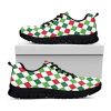 Merry Christmas Argyle Pattern Print Black Running Shoes, Gift For Men And Women