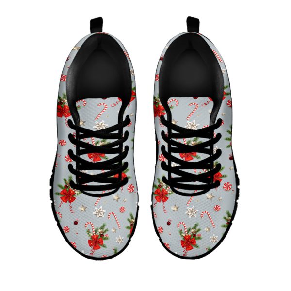 Christmas Winter Holiday Pattern Print Black Running Shoes, Gift For Men And Women