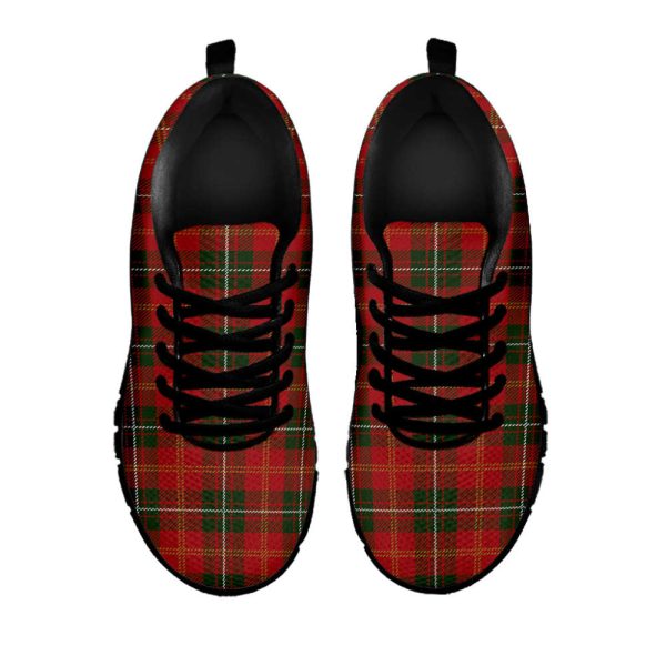 Christmas Scottish Tartan Pattern Print Black Running Shoes, Gift For Men And Women