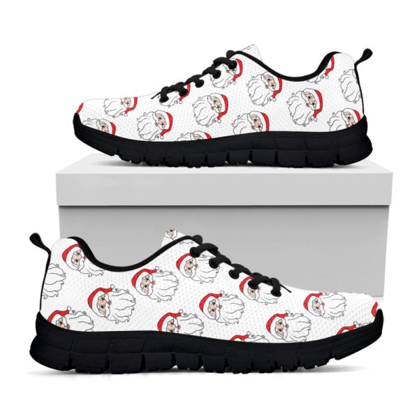 Christmas Santa Claus Pattern Print Black Running Shoes, Gift For Men And Women