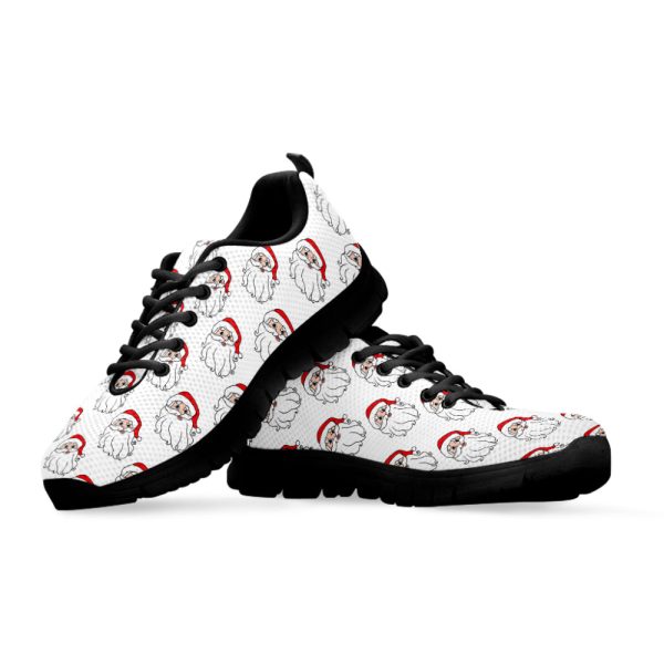 Christmas Santa Claus Pattern Print Black Running Shoes, Gift For Men And Women
