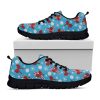 Christmas Party Knitted Pattern Print Black Running Shoes, Gift For Men And Women