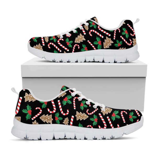 Christmas Cookie And Candy Pattern Print White Running Shoes, Gift For Men And Women