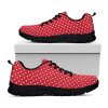 Red And White Christmas Dots Print Black Running Shoes, Gift For Men And Women