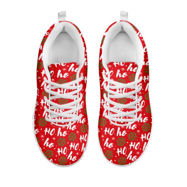 Christmas Hohoho Santa Claus Laugh Print White Running Shoes, Gift For Men And Women