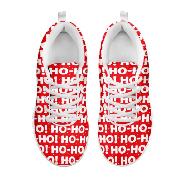 Christmas Ho Ho Ho Pattern Print White Running Shoes, Gift For Men And Women