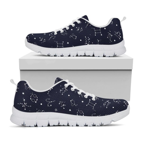 Zodiac Star Signs Pattern Print White Running Shoes, Gift For Men And Women