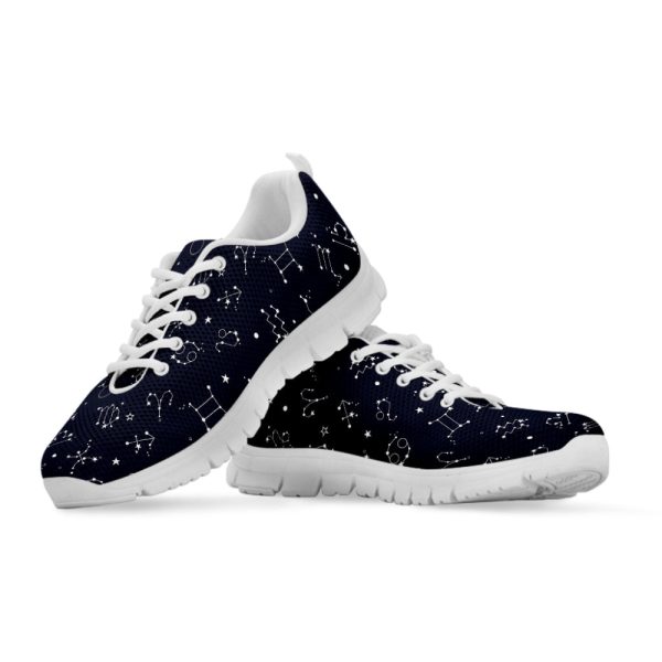 Zodiac Star Signs Pattern Print White Running Shoes, Gift For Men And Women