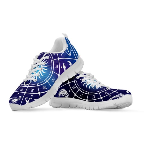 Zodiac Horoscopes Print White Running Shoes, Gift For Men And Women