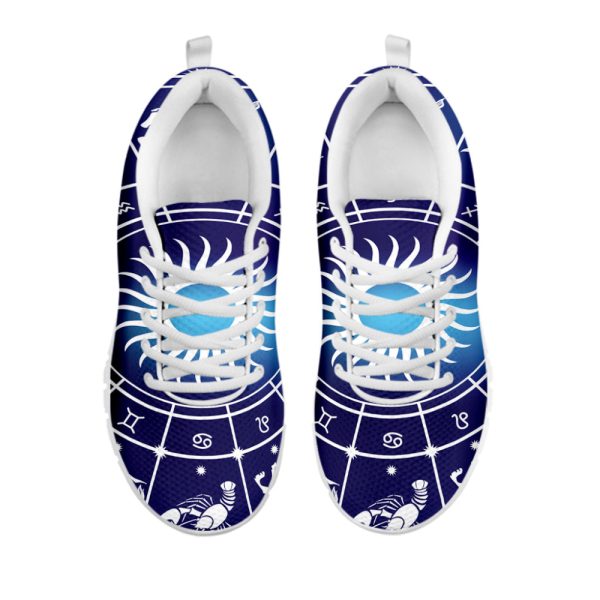 Zodiac Horoscopes Print White Running Shoes, Gift For Men And Women