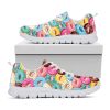 Yummy Donut Pattern Print White Running Shoes, Gift For Men And Women