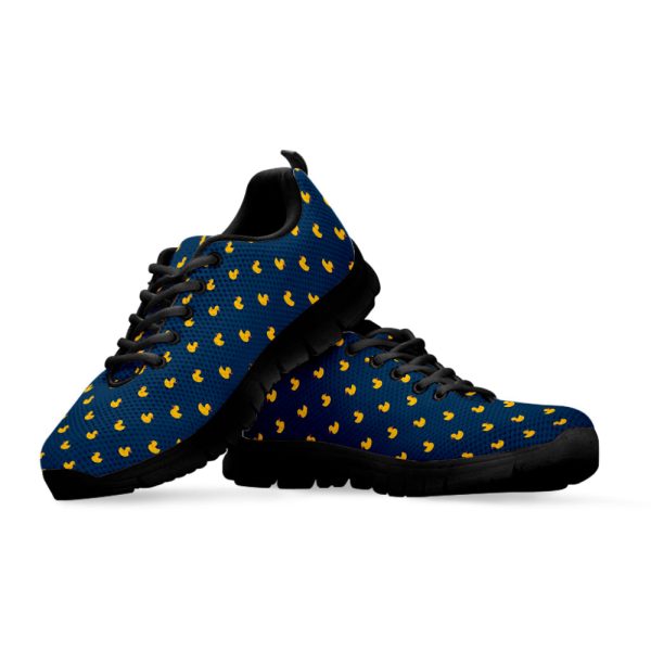 Yellow Duck Pattern Print Black Running Shoes, Gift For Men And Women