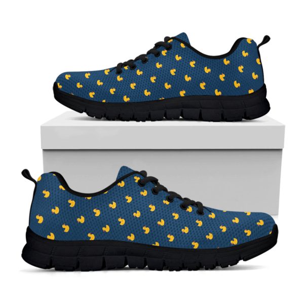Yellow Duck Pattern Print Black Running Shoes, Gift For Men And Women