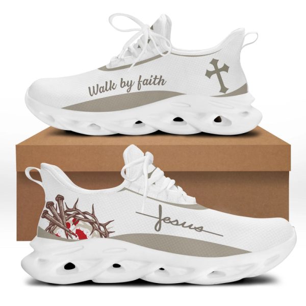 White Jesus Walk By Faith Running Sneakers Max Soul Shoes For Men And Women