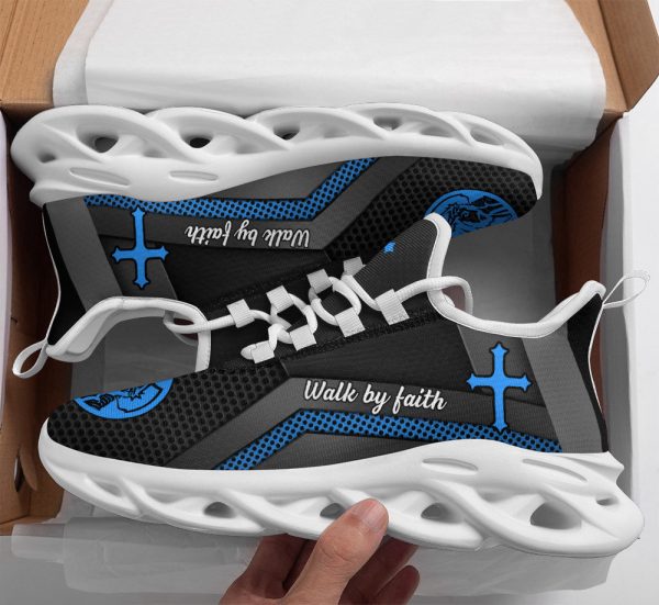 Jesus Walk By Faith Running Sneakers Blue Max Soul Shoes For Men And Women
