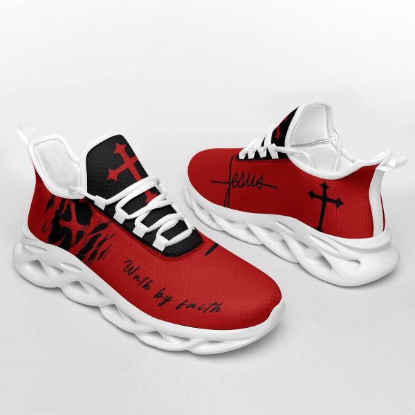 Jesus Red Walk By Faith Running Sneakers Max Soul Shoes For Men And Women