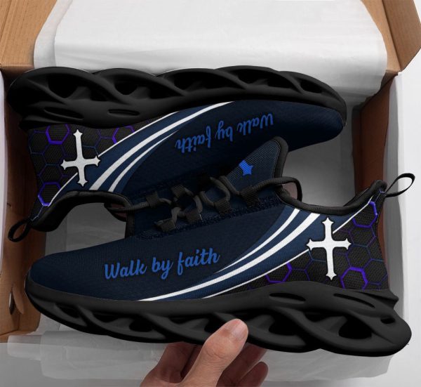 Jesus Walk By Faith Running Blue Sneakers 2 Max Soul Shoes For Men And Women