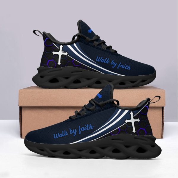 Jesus Walk By Faith Running Blue Sneakers 2 Max Soul Shoes For Men And Women