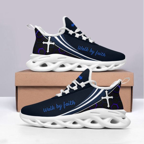 Jesus Walk By Faith Running Blue Sneakers 2 Max Soul Shoes For Men And Women