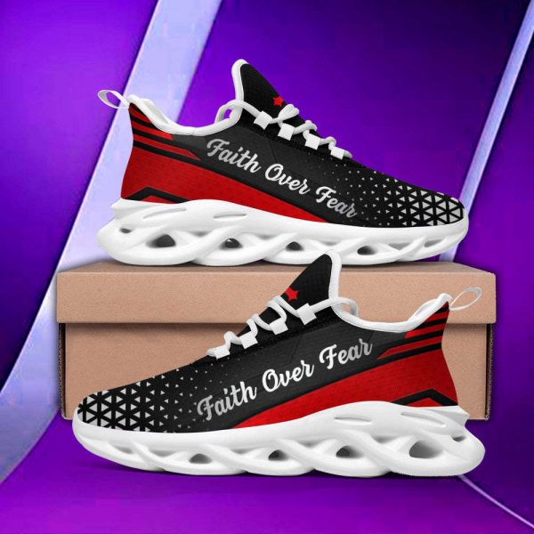 Red Jesus Faith Over Fear Running Sneakers Max Soul Shoes  For Men And Women