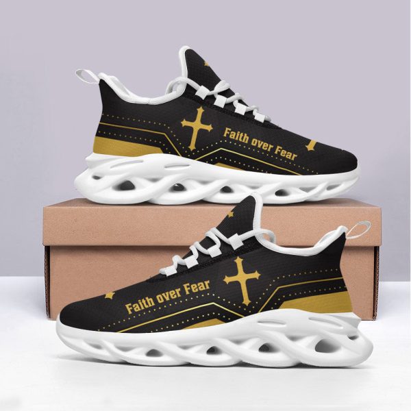 Jesus Yellow Faith Over Fear Running Sneakers Max Soul Shoes  For Men And Women