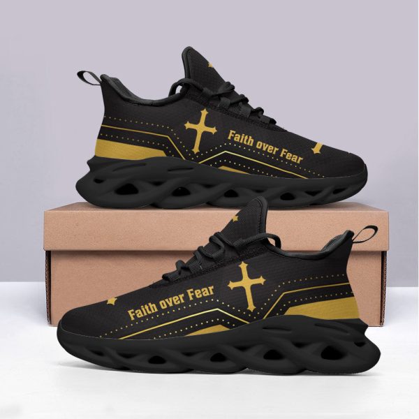 Jesus Yellow Faith Over Fear Running Sneakers Max Soul Shoes  For Men And Women