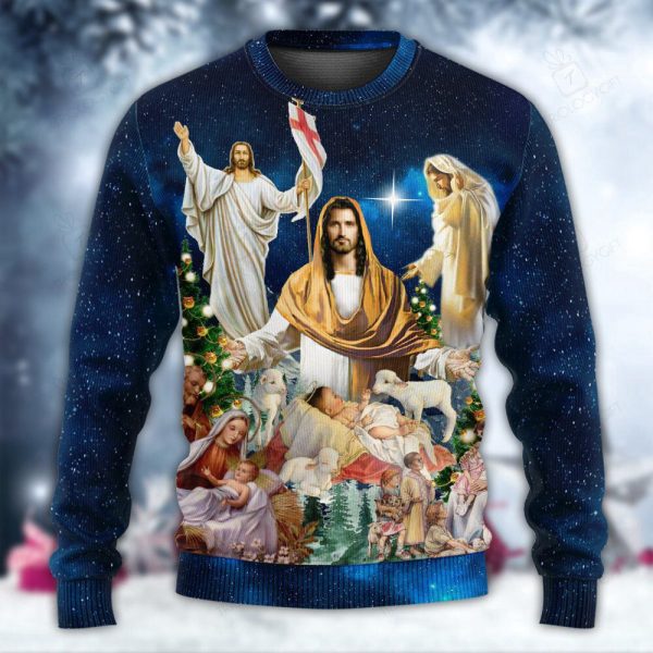 Jesus Miracle Night Ugly Christmas Sweaters, Xmas Sweaters For Men And Women