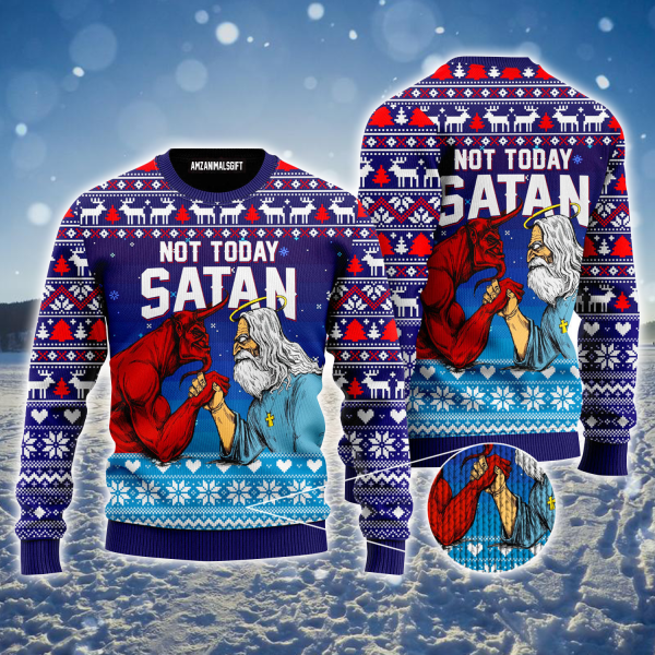 Jesus Ugly Sweater, Jesus & Satan Funny Ugly Sweater Best Gift For Christian