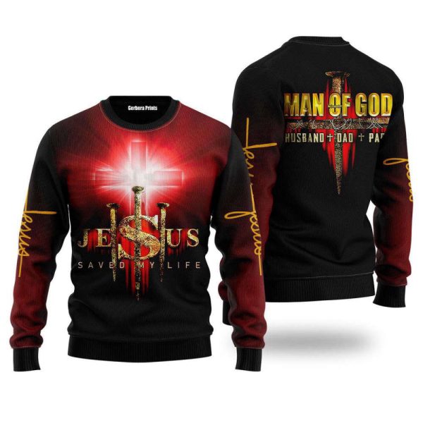 Jesus Man Of God Ugly Christmas Sweater, Jumper For Men & Women