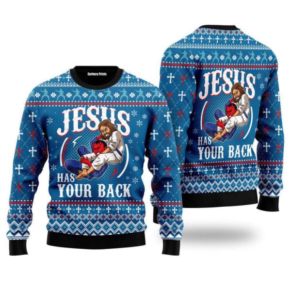Jesus Has Your Back Ugly Christmas Sweater, Jumper For Men & Women