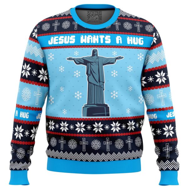 Jesus Wants A Hug Hellsing, Ugly Sweater Party, Ugly Christmas Sweater For Men Women