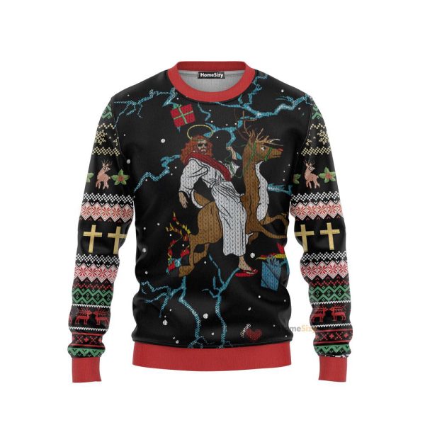 Jesus And Horses Christmas Ugly Sweater, Ugly Christmas Sweater For Men And Women