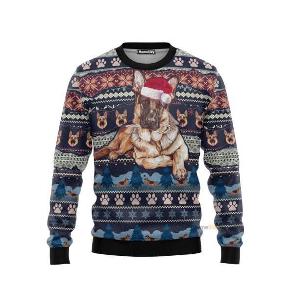 German Shepherd Dog And Christmas Ugly Christmas Sweater For Men And Women